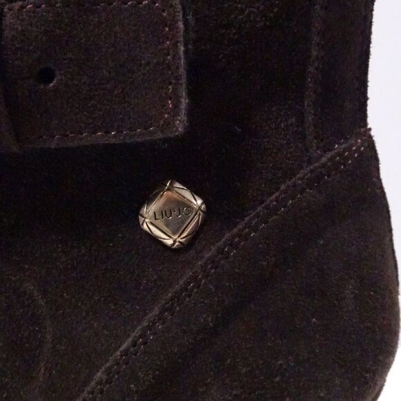 LIU JO Women's Brown Suede Shearling Fur Platform Lace Up High Ankle Boots Sz 37 - Picture 2 of 10